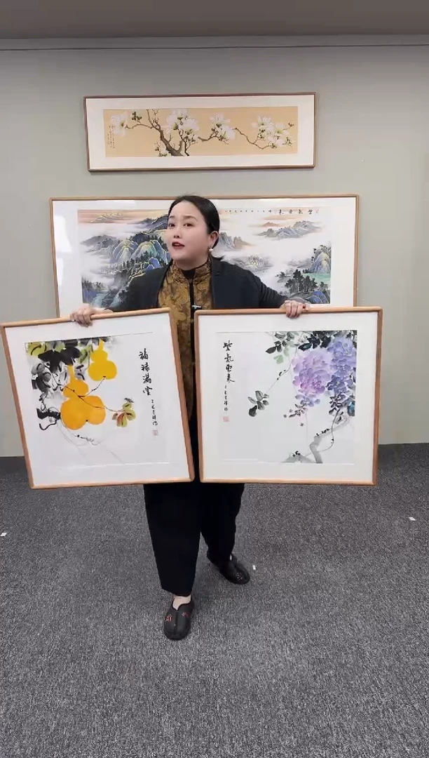 国画福禄满堂+紫气东来60*60