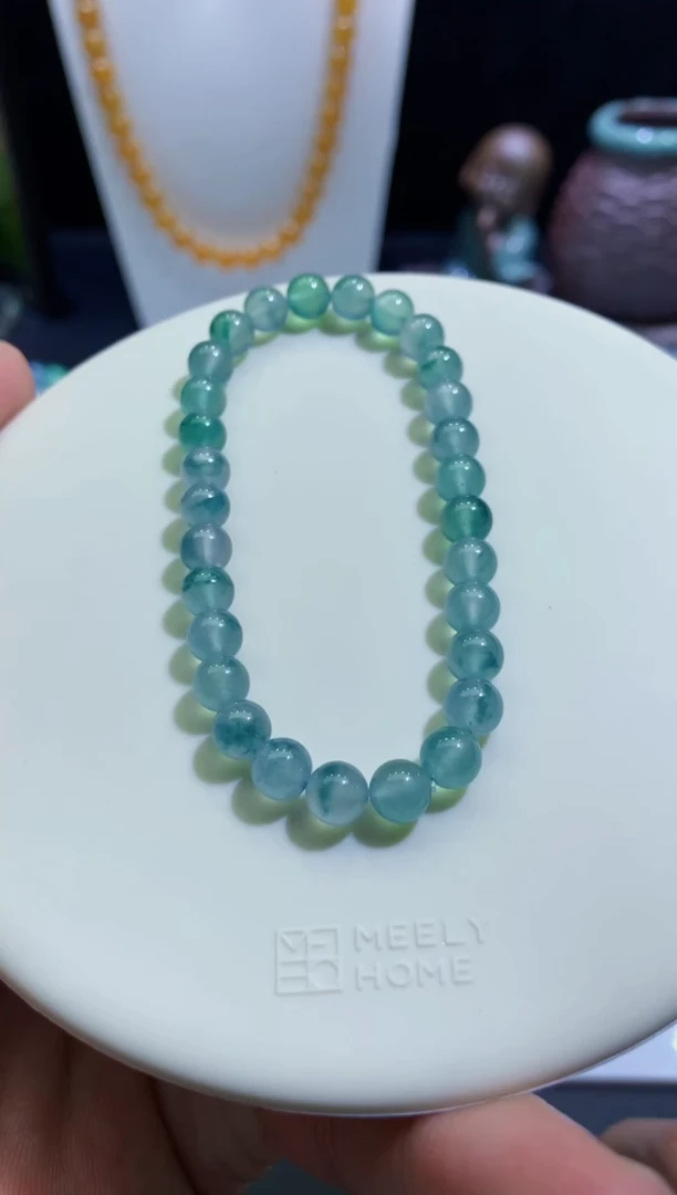 未镶嵌手链翡翠天然缅甸翡翠A货高冰飘花手串卡6mm