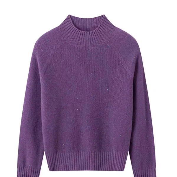 【新宸Xcenn】100羊毛无缝一体设计亮片气质半高领针织衫MC0A28002