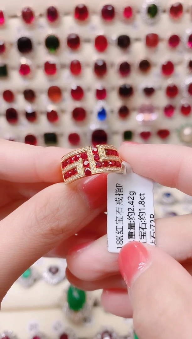 18K金镶嵌18K金戒指红宝石妞1