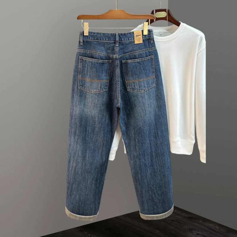 JEEP SPIRIT春秋季水洗直筒裤宽松男士牛仔裤日系潮牌弹力长裤男