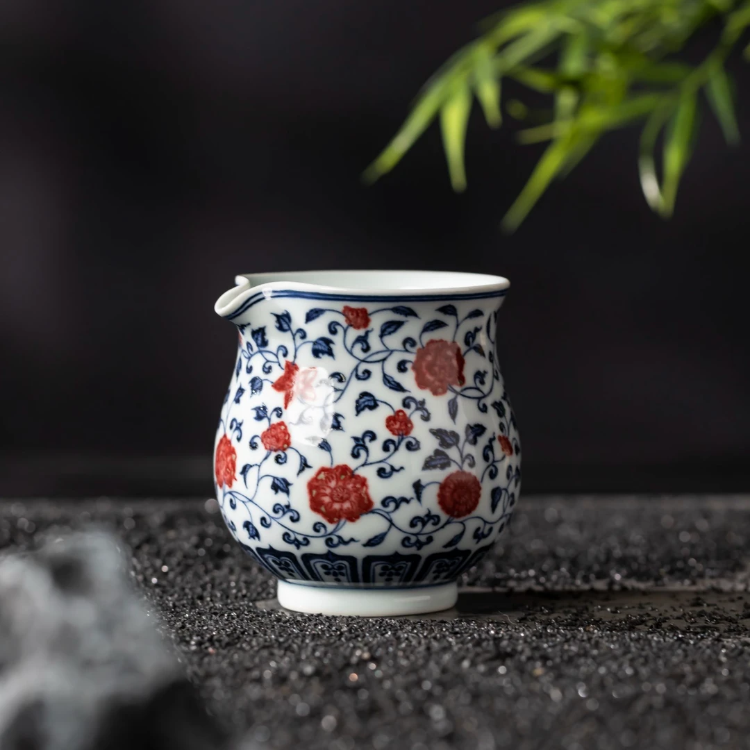 〖瑶瑶甄选〗明和堂缠枝花卉公道杯手工手绘MHT02041景德镇茶器