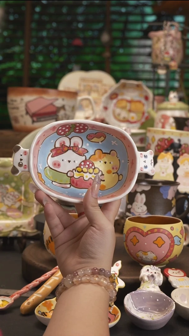 猫****?【原创设计】景德镇手绘陶瓷