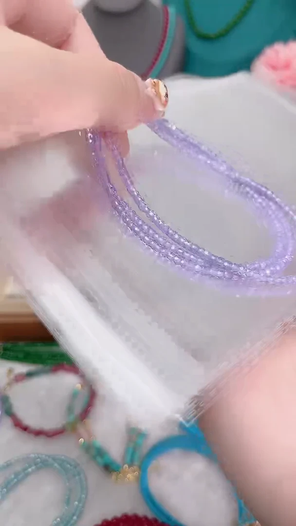 脚链锂辉石银S925镶嵌紫25