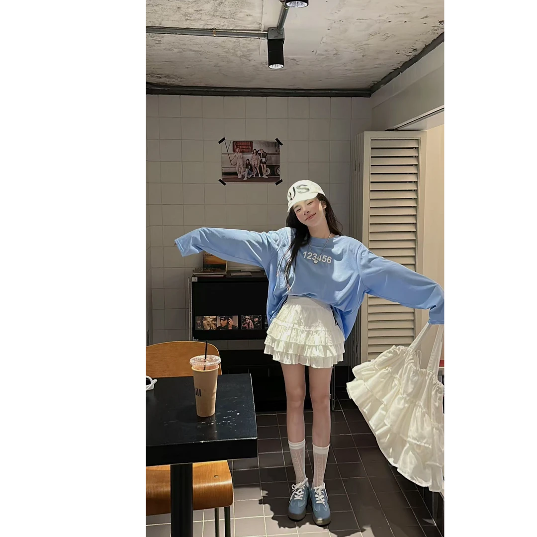 【HuiHui】韩国东大门ins风印花宽松百搭防晒长袖T恤（H8001）