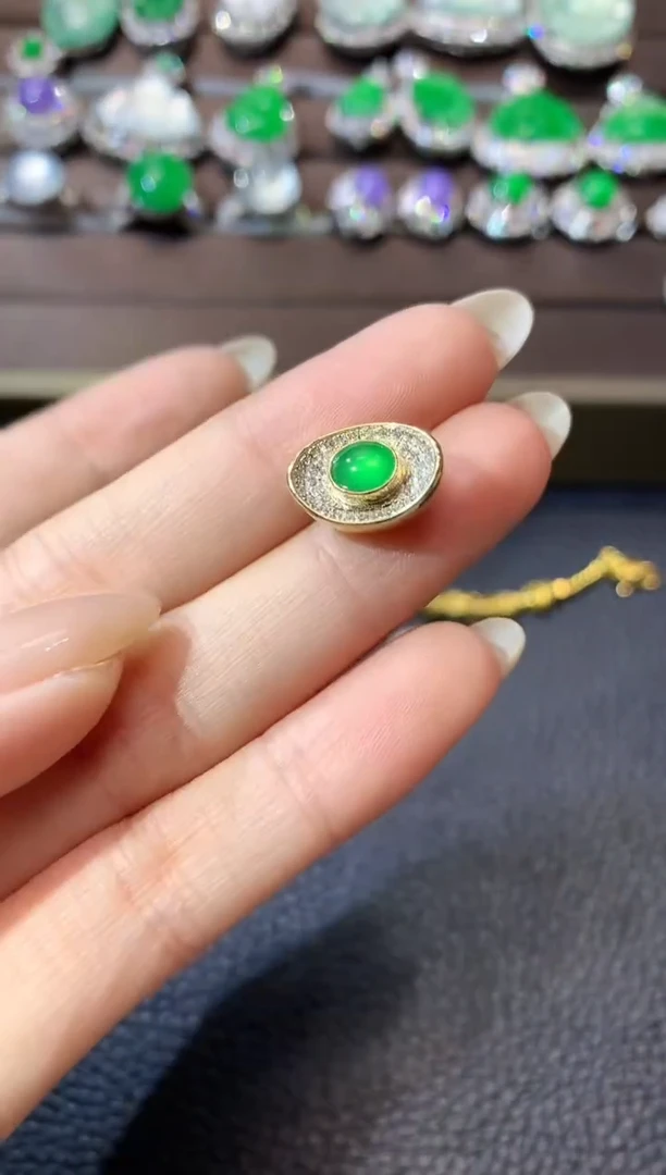 翡翠18K金镶嵌吊坠(不含链)D6翡翠