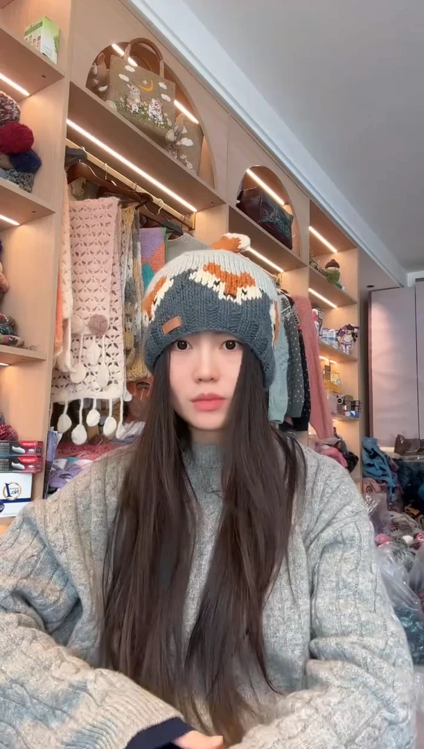 羊毛狐狸尾巴帽美利奴
