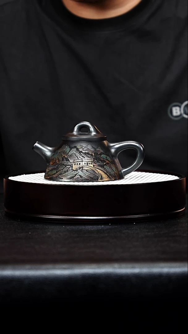 茶杯紫砂宜兴紫砂 霸王石瓢 石黄