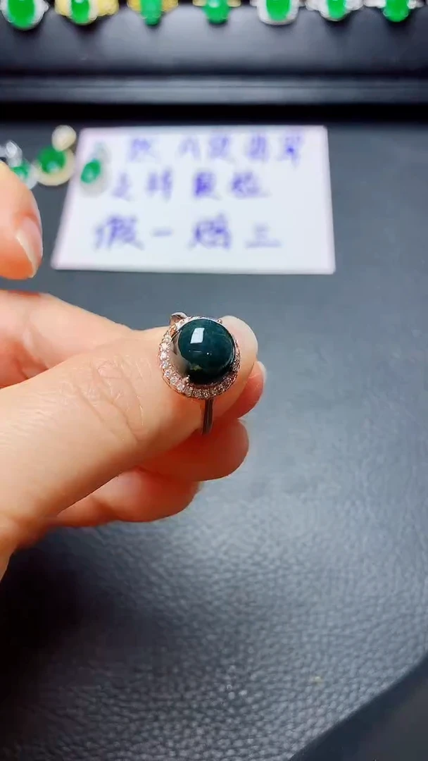 银S925镶嵌戒指翡翠天然翡翠A货s925银镶