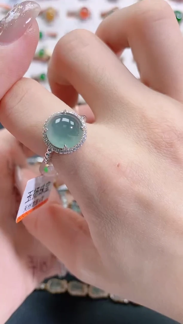 银S925镶嵌戒指翡翠天然翡翠
