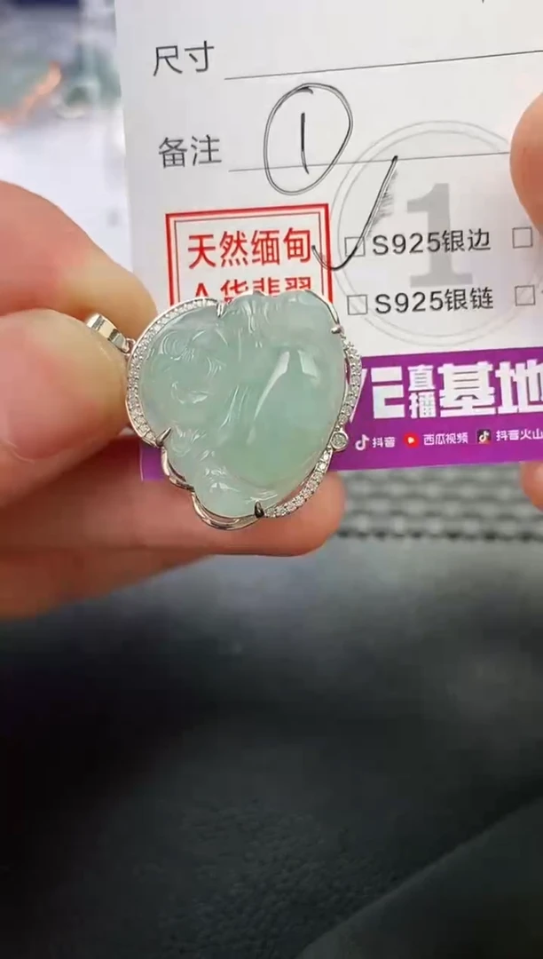 翡翠银S925镶嵌颈饰ღ****࿐挂件