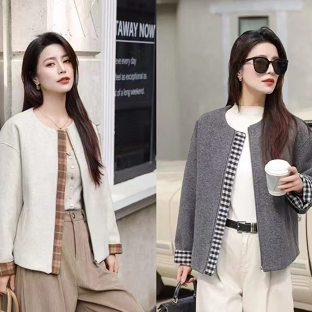 【锦衣服饰】XY 8105小香风拼色羽绒外套