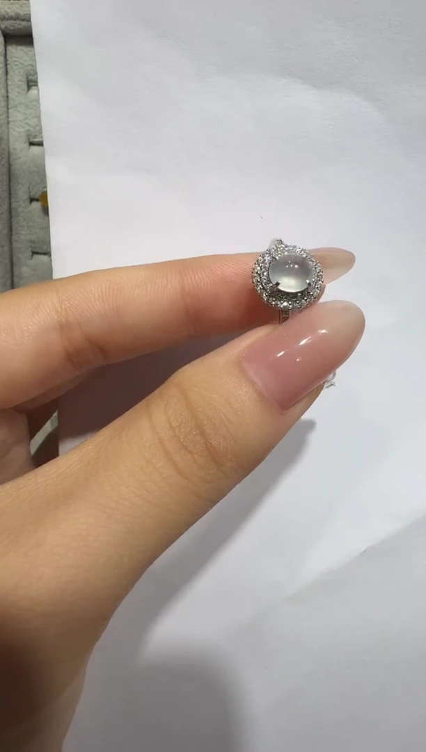 银S925镶嵌戒指翡翠925银镶翡翠戒指镶嵌167