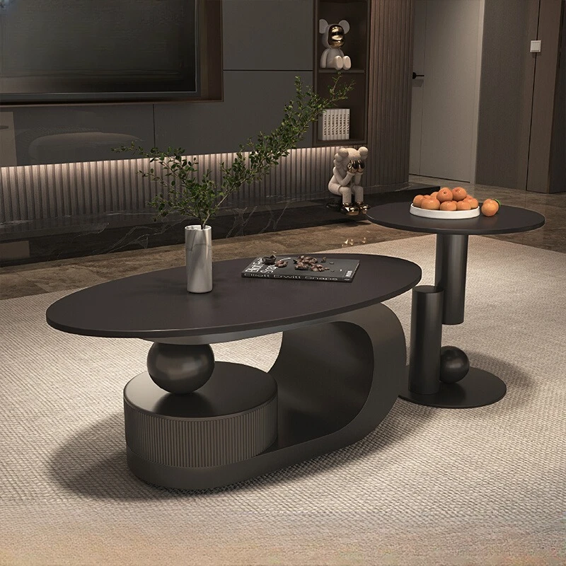 轻奢岩板异形茶几圆形桌子桌小户型创意简约极简客厅家用茶几客厅