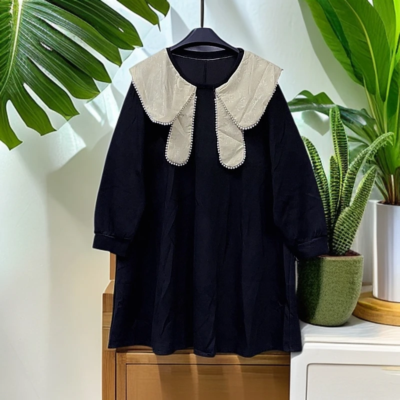 160-210斤 裙长92胸围130腹围140 兔耳朵精致液态棉A版连衣裙