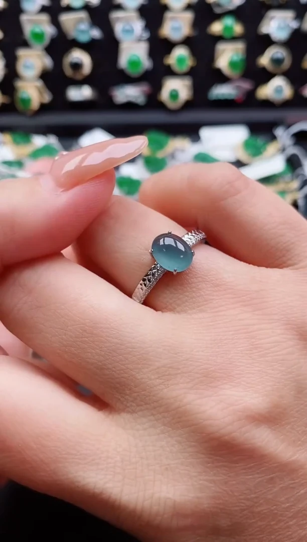 银S925镶嵌戒指翡翠1