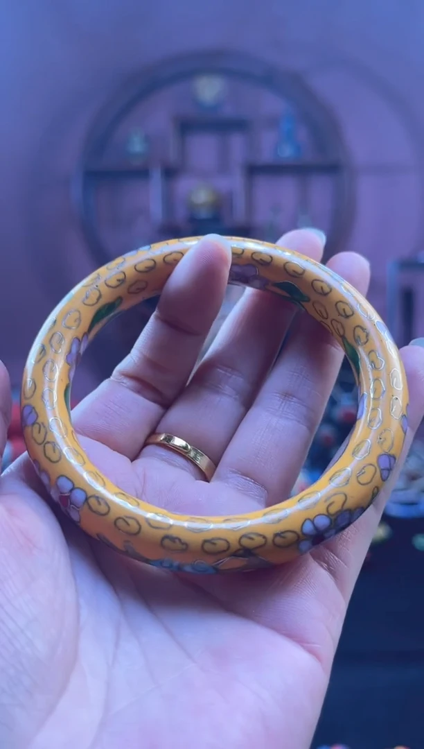 非遗 景泰蓝公主镯 55-60/1.2粗版 黄色