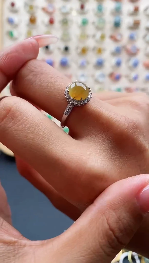 【闪购商品】翡翠戒指银S925镶嵌缅甸天然A货翡翠111 9+8