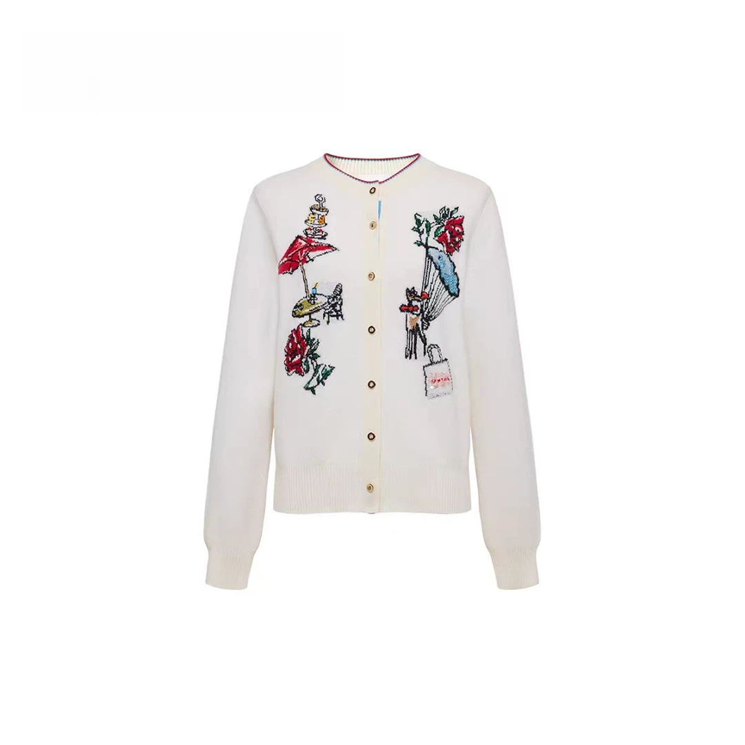 【心诺家】设计师气质针织开衫春秋衫秋季大牌羊毛打底外套开衫