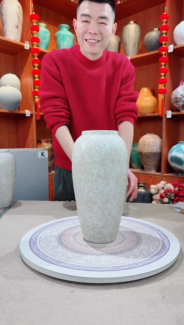 瓶茶白 大号 陶瓷花瓶 无花 精品
