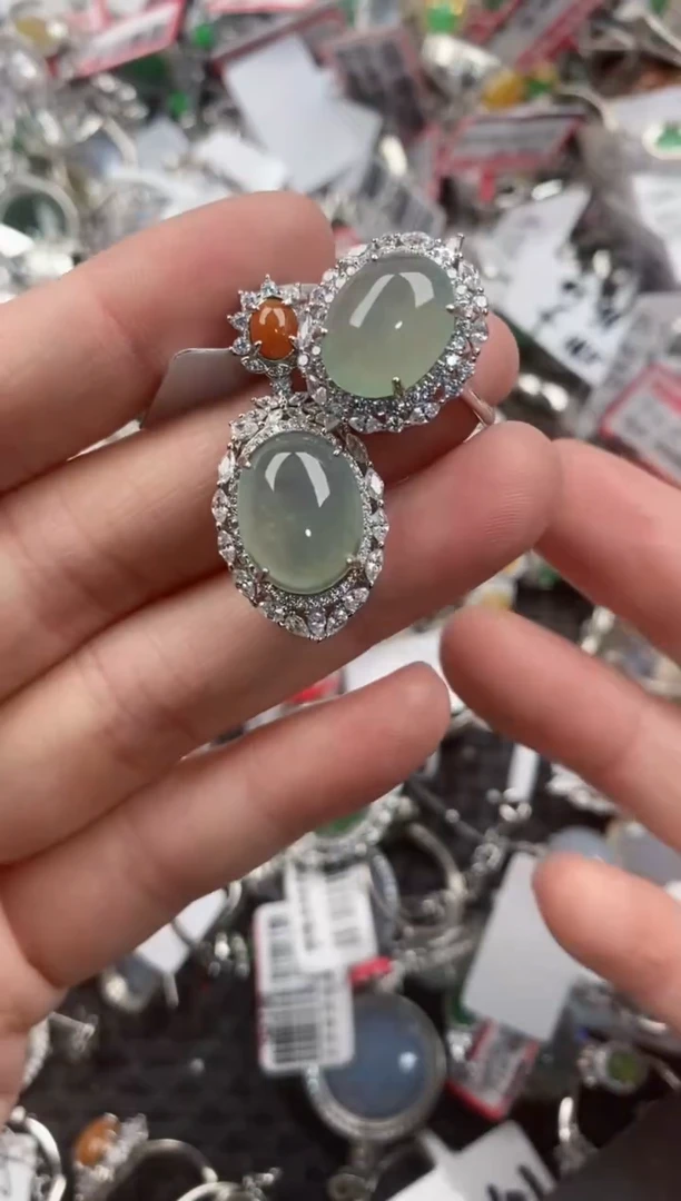 银S925镶嵌戒指翡翠444     2