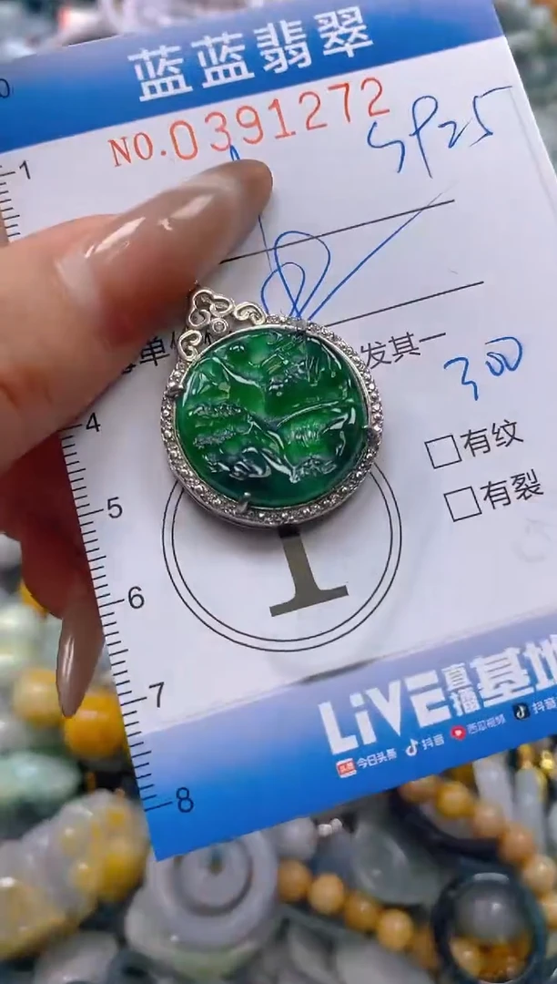 颈饰银S925镶嵌翡翠闪购0391272
