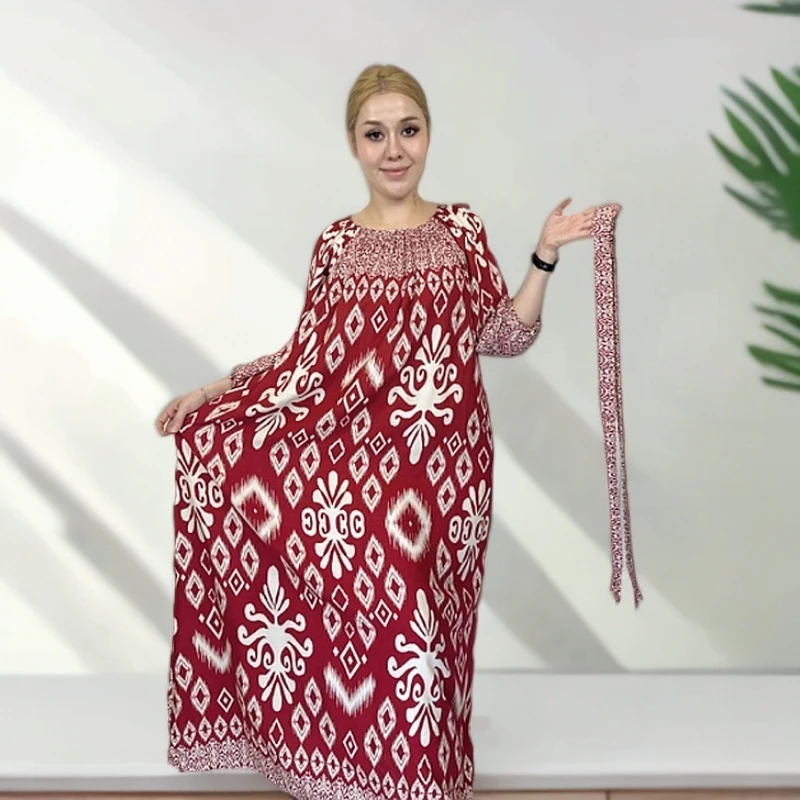 100艾德来斯 新疆包邮棉绸连衣裙 宽松大码显瘦气质时尚彩色宽松