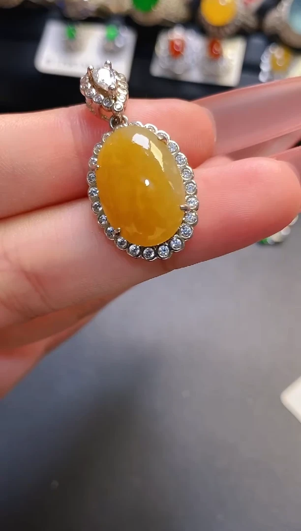 银S925镶嵌翡翠耳饰天然