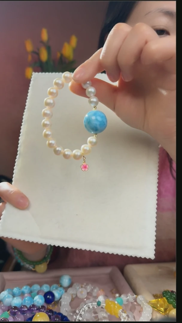 【闪购商品】针钠钙石（海纹石）吊坠(赠链)18K金镶嵌吊坠赠手链