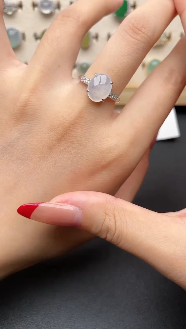 【闪购商品】翡翠戒指银S925镶嵌一物一证一礼盒