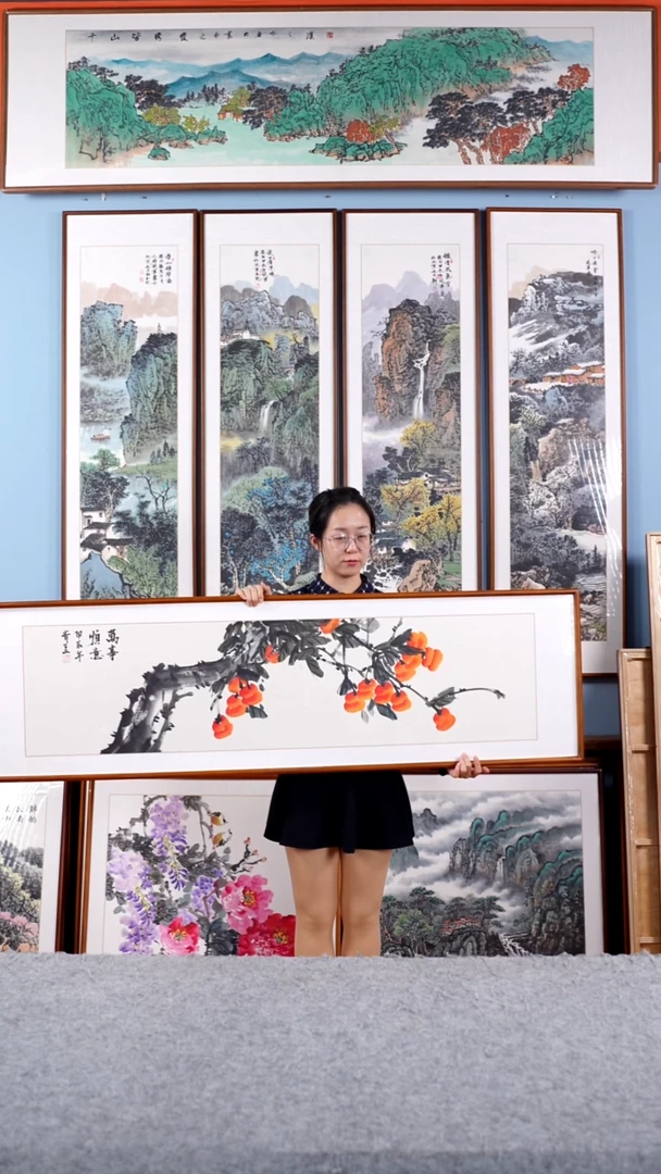 【闪购商品】国画戚莉莉《万事顺意》手绘带框162*47