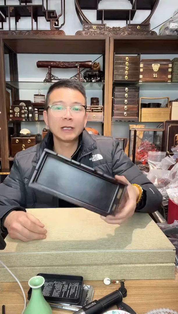 乌木类书架113微凹黄檀嵌黄杨微型罗汉床摆件   瑕疵