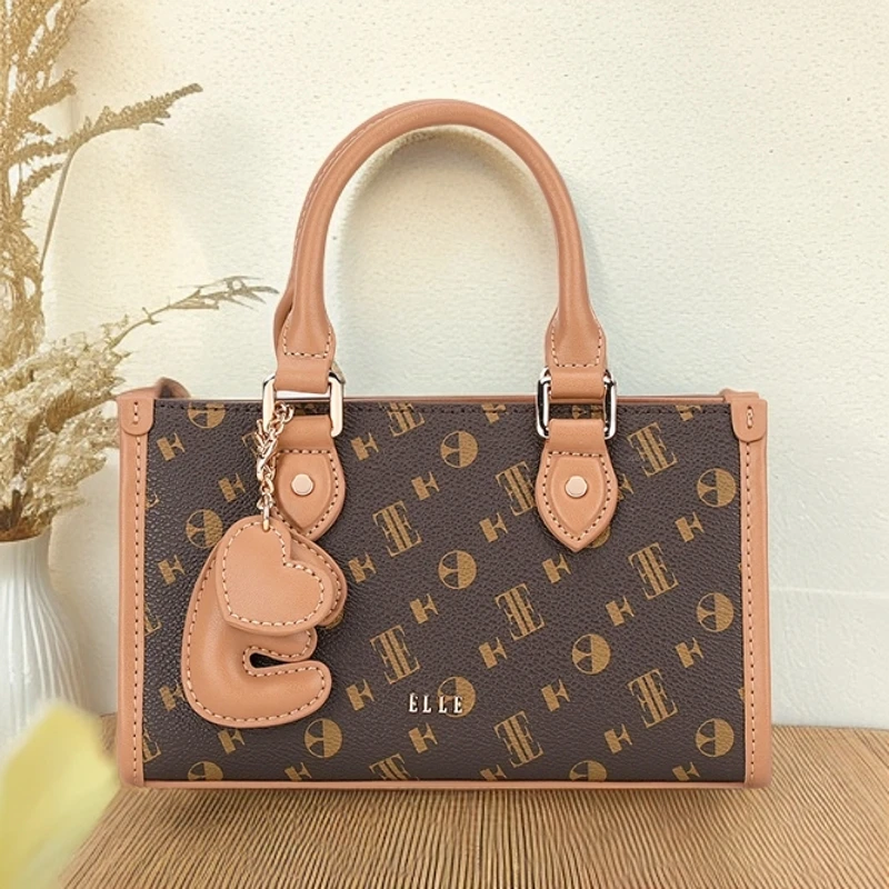 ELLE25年新款【琥珀流光】女士便携包百搭小托特女包老花通勤斜挎包