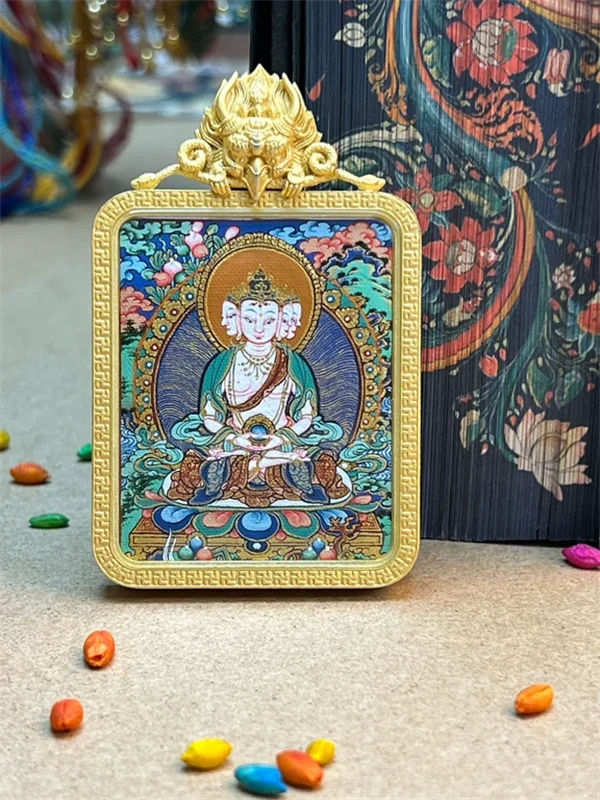 唐卡吊坠真品西藏纯手绘【大日】高卡粗狂沙高工唐卡西藏热贡非遗