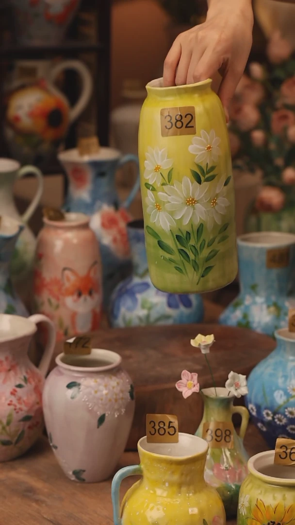 陶瓷382景德镇设计师手作花器摆件侘寂风