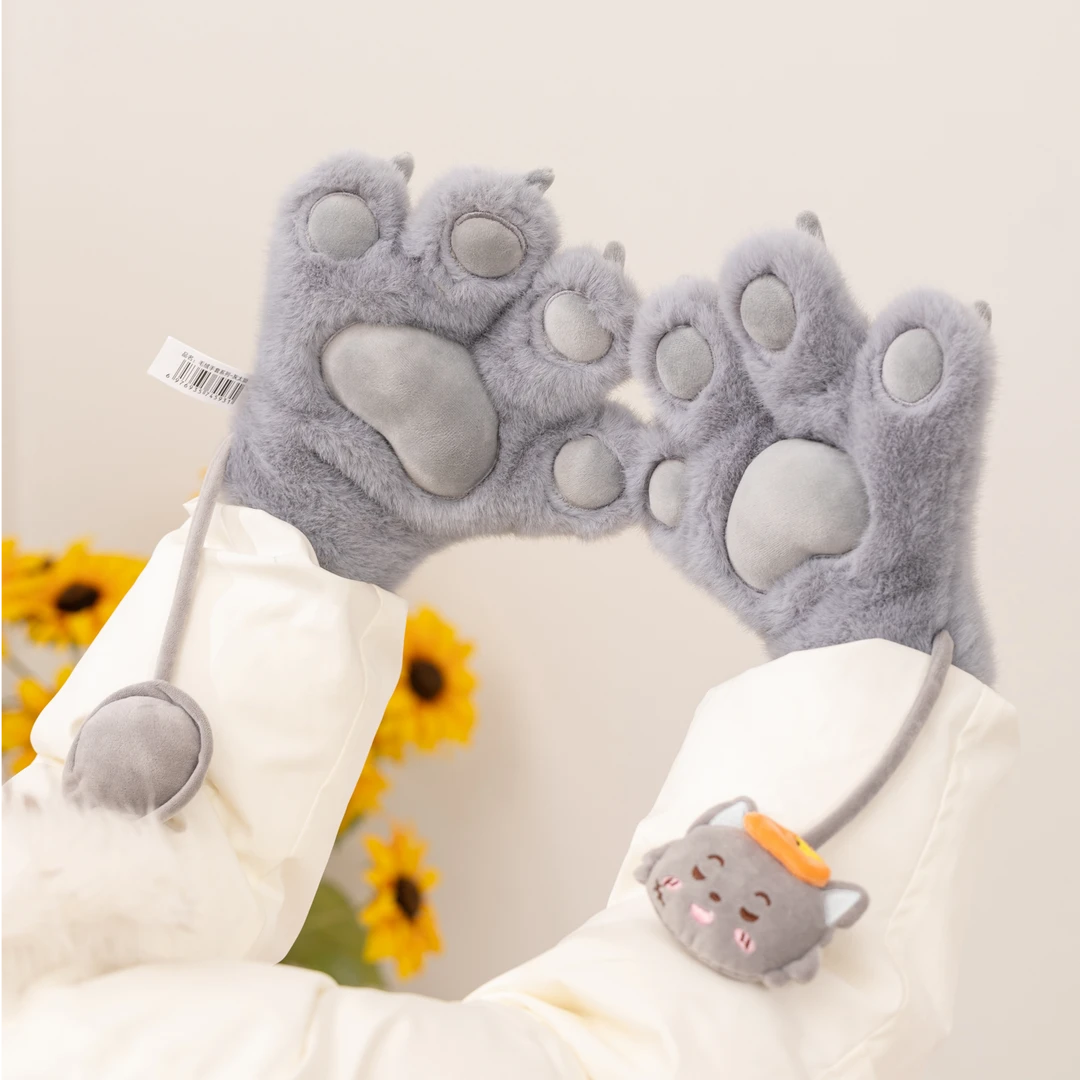 喜羊羊与灰太狼正版周边动漫手套冬日保暖加绒圣诞节礼物毛绒玩具