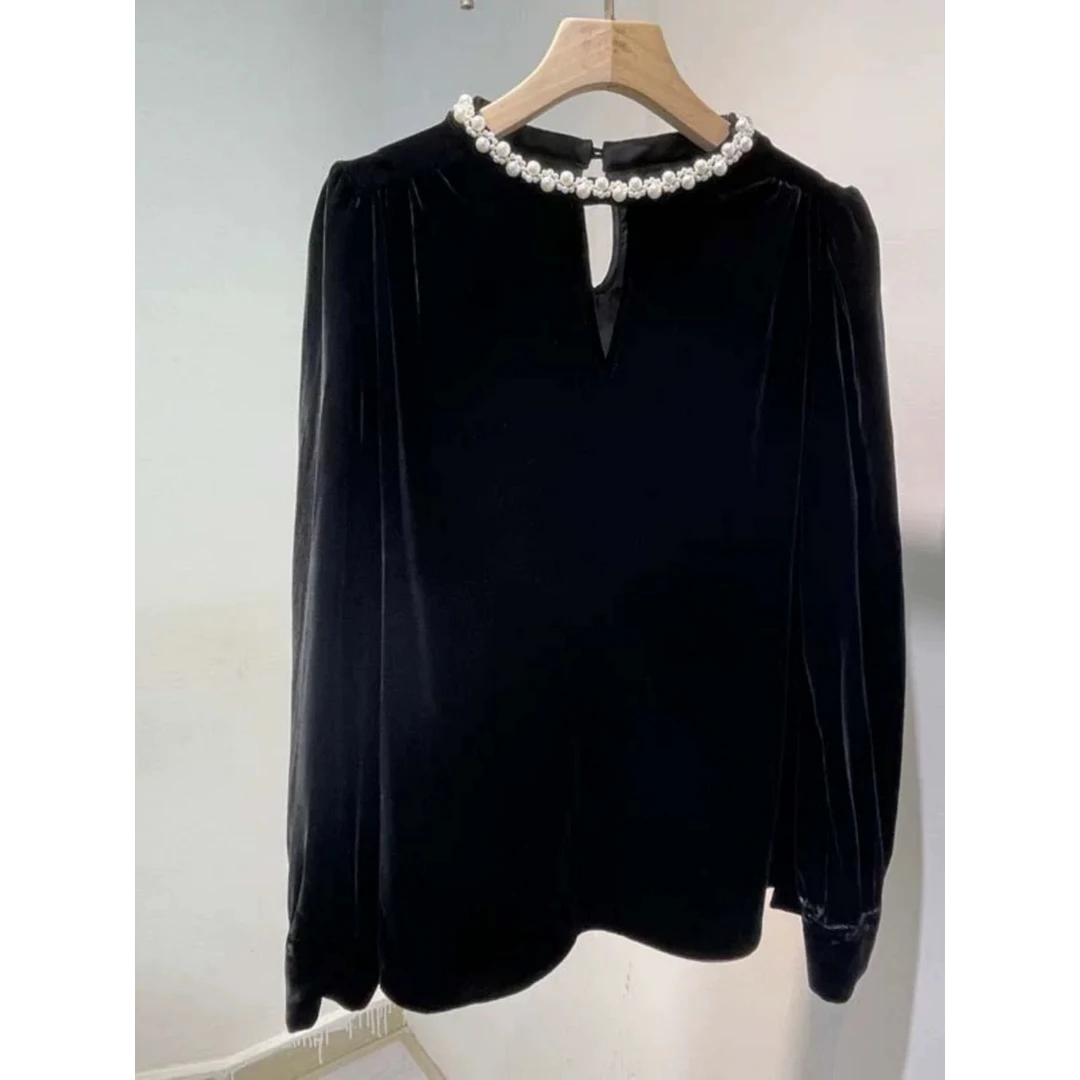 【蜜爷家】法式气质丝绒打底衫