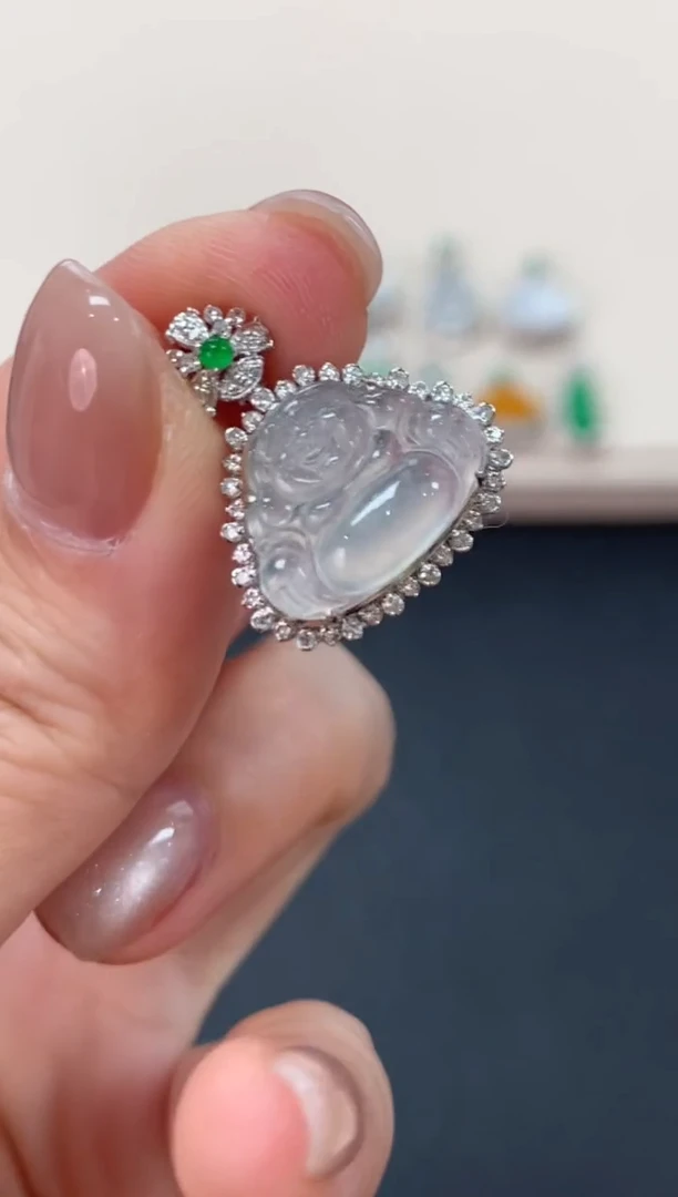 翡翠18K金镶嵌吊坠(不含链)佛公吊坠3980