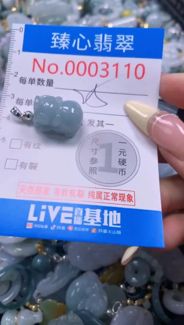 翡翠未镶嵌颈饰含绳0003110