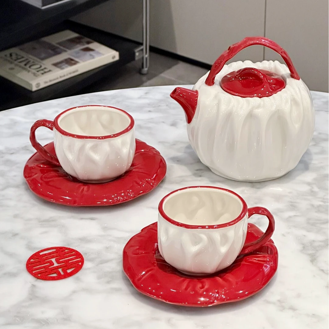 满氛新年创意高颜值花茶具套装陶瓷水壶水具水杯花茶壶下午茶茶具