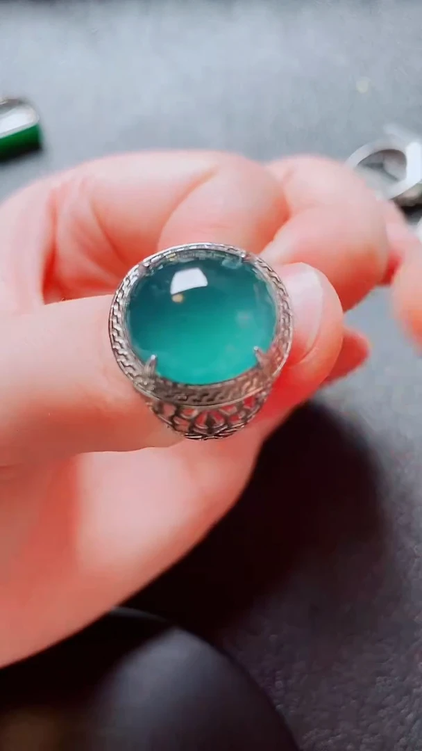 银S925镶嵌戒指翡翠1