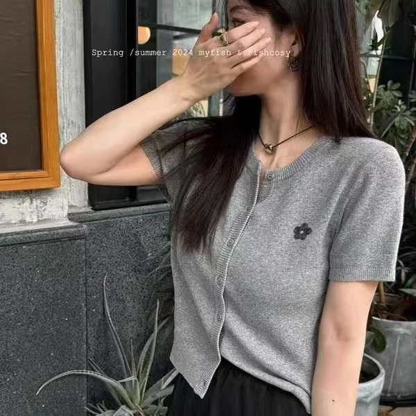 （583~680）夏季新款针织时尚上衣百搭气质简约甜美显瘦休闲设计感~