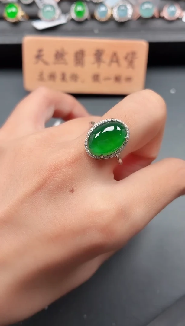 银S925镶嵌戒指翡翠111