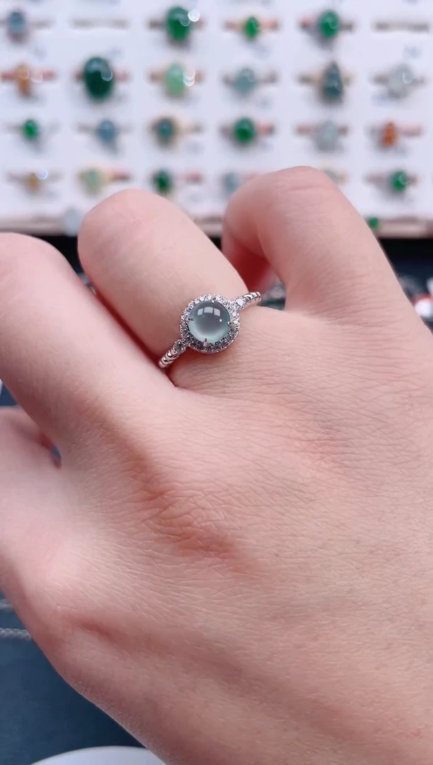 银S925镶嵌戒指翡翠天然翡翠