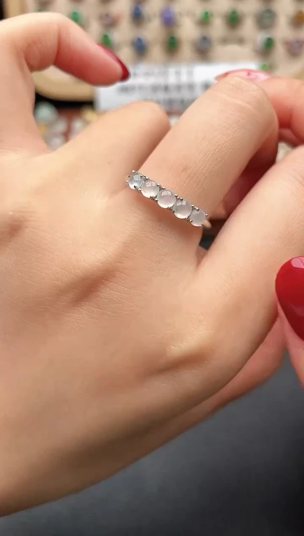 银S925镶嵌戒指翡翠一物一证一礼盒