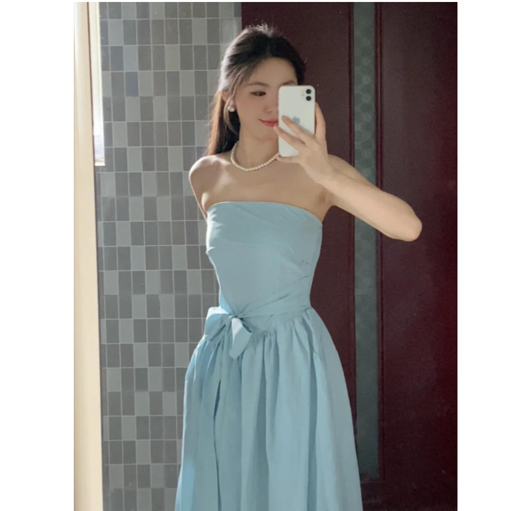 MARIE.COCO无袖抹胸连衣裙温柔收腰显瘦气质纯欲性感长款a字裙