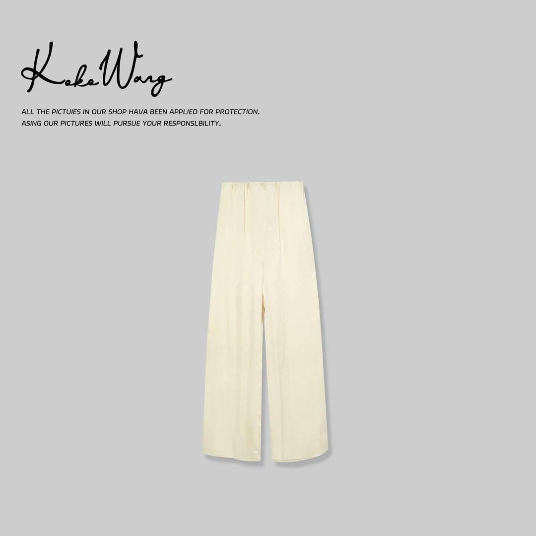 KOKO WANG夏季时尚牛奶铜氨丝垂感显瘦百搭休闲裤516205E03K02
