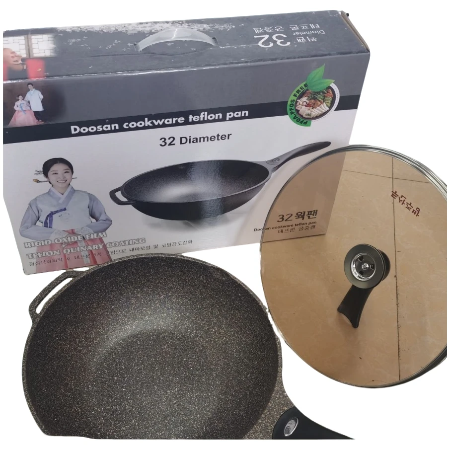 FLYING COOK韩式麦饭石炒锅煎锅铝合金黄金锅不粘锅易清洗