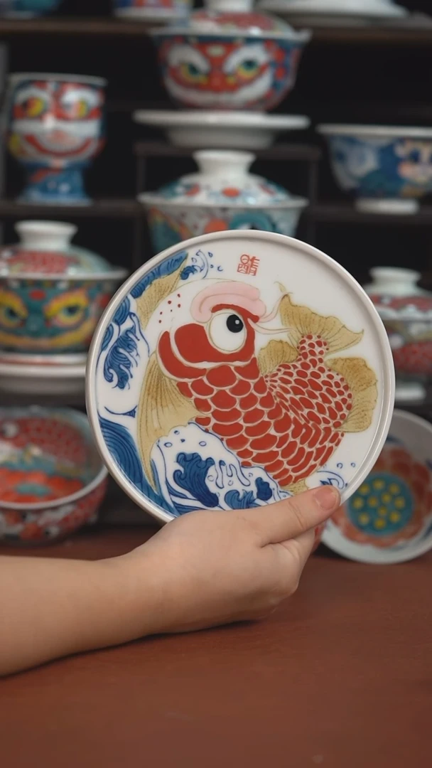 昨明手绘壶承  （微瑕福利 ）