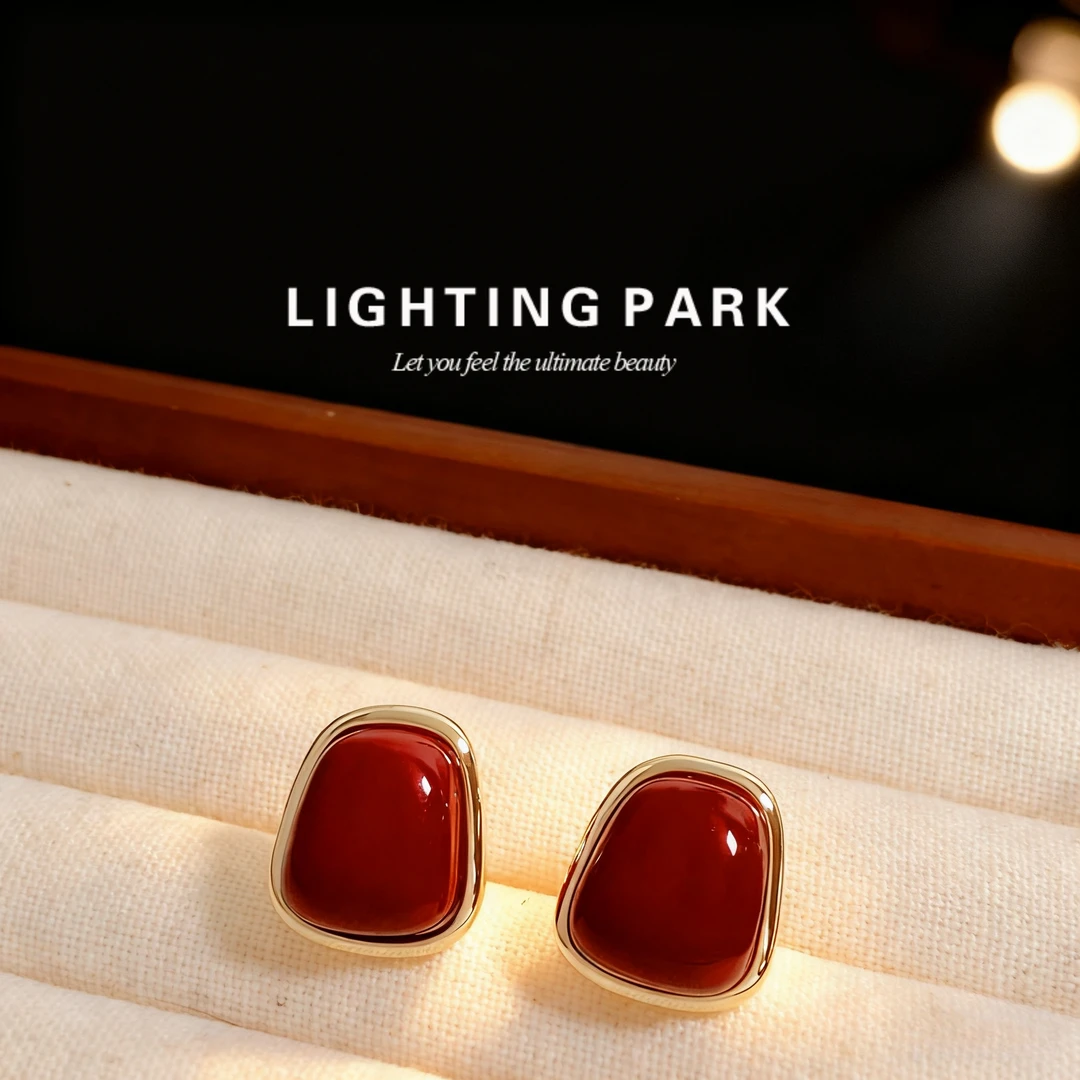 铜合金树脂耳饰 日出东方美拉德安可拉轻奢气质设计师耳钉1053